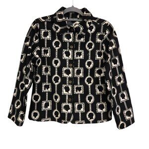 Gandy Couture Women's S Art to Wear Artsy Kitsch Quirky Black White Cameo Sequin